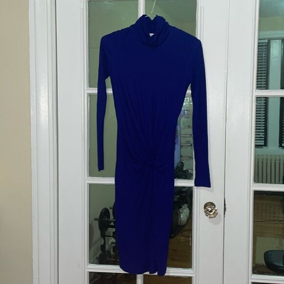 Reiss freya twisted classic turtleneck knot midi elegant saphire dress size 2 - Picture 4 of 10